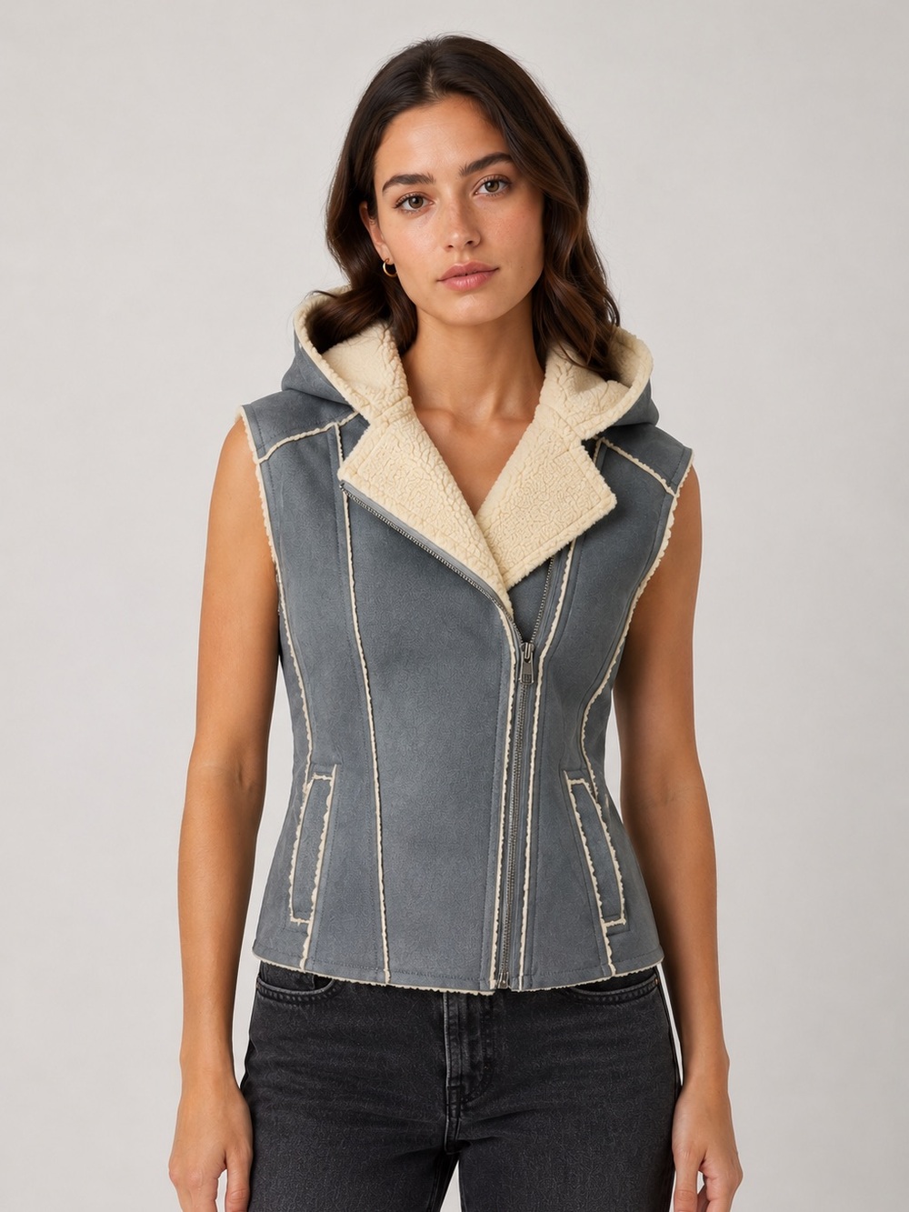Jack. Hooded Faux Suede And Sherpa Vest Sz S Rugged Cozy Outdoors Casual Comfort